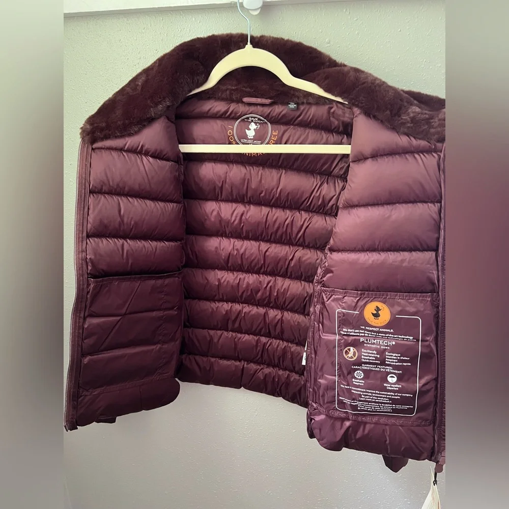 Save the Duck Mei Puffer Jacket in Burgundy Women’s Size 1/Small New - Picture 8 of 10